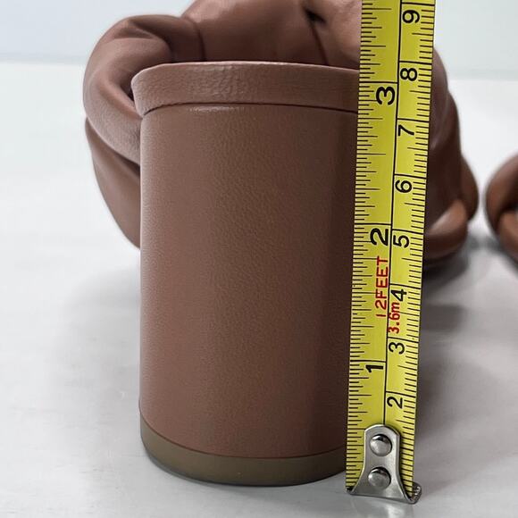 Stuart Weitzman Playa 75 Knot Leather Block Sandals Tan Women's US 5.5B Tried On - Picture 8 of 10